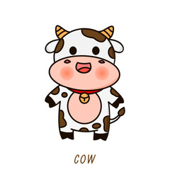 Vector illustration of cute cow cartoon waving isolated on white background