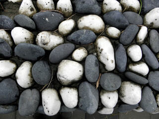 The cobblestone on the wall. Background texture