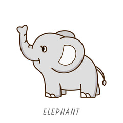 Vector illustration of cute elephant cartoon waving isolated on white background