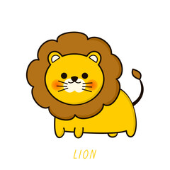 Vector illustration of cute lion cartoon waving isolated on white background