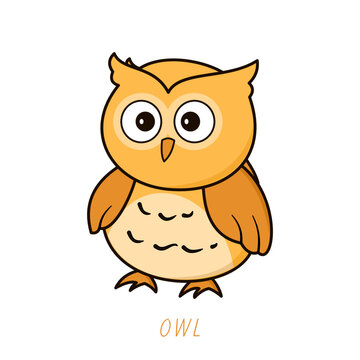 Vector illustration of cute owl cartoon waving isolated on white background
