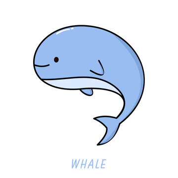 Vector illustration of cute whale cartoon waving isolated on white background