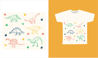 dinosaur skeleton t-shirt desing. vector illustration. Printable t-shirt design for dinosaur © Melek
