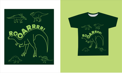 dinosaur skeleton t-shirt desing. vector illustration. Printable t-shirt design for dinosaur © Melek