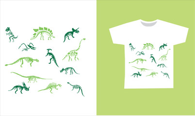 dinosaur skeleton t-shirt desing. vector illustration. Printable t-shirt design for dinosaur © Melek