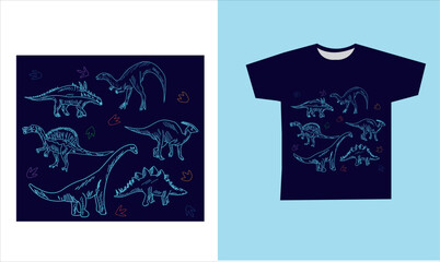 dinosaur skeleton t-shirt desing. vector illustration. Printable t-shirt design for dinosaur © Melek