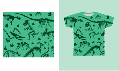 dinosaur skeleton t-shirt desing. vector illustration. Printable t-shirt design for dinosaur © Melek