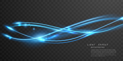 Elegant abstract light line effect design vector illustration on black background.