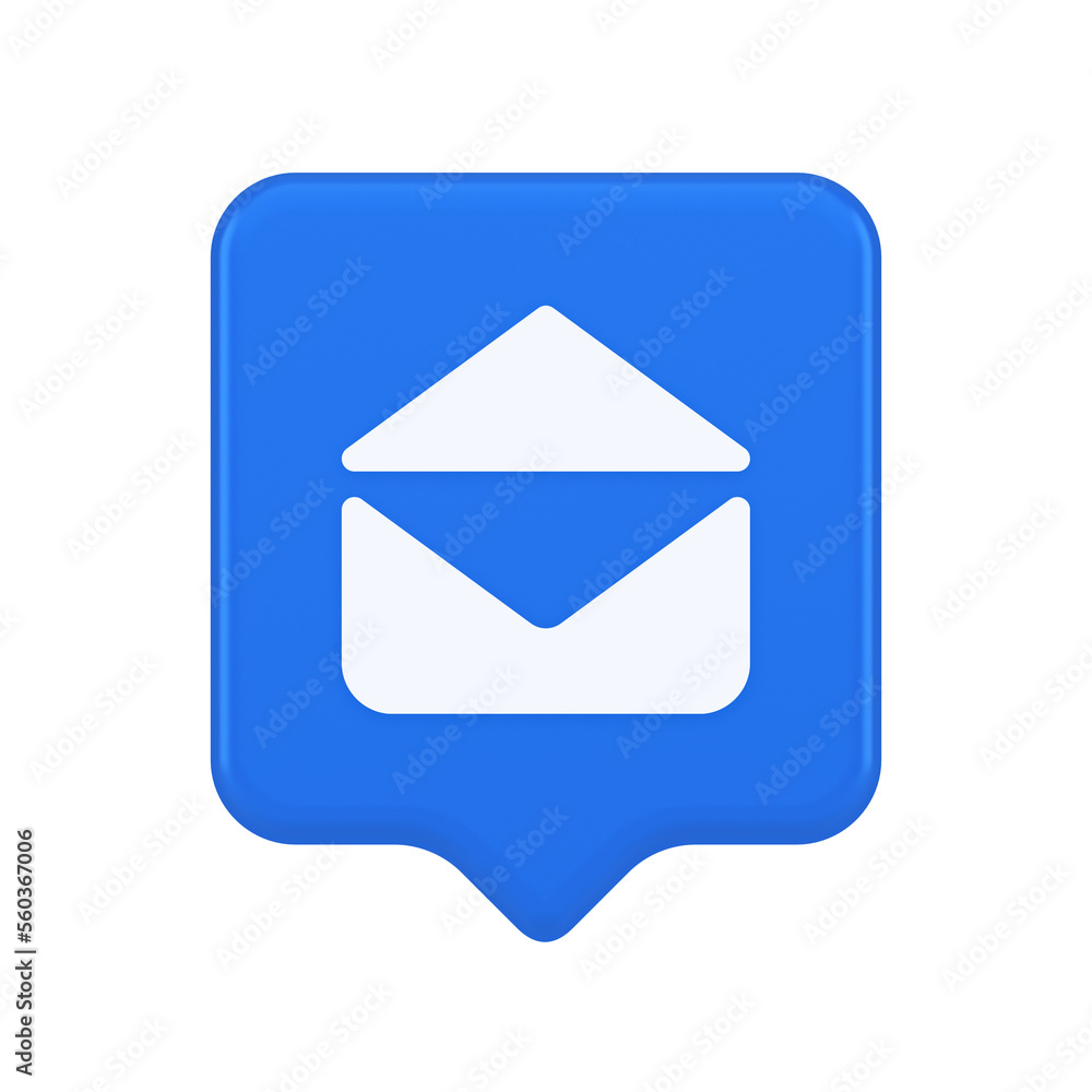 Poster email open envelope letter received incoming message button 3d realistic speech bubble icon