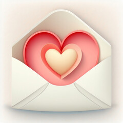 Pastel Soft Colours, Elegant Heart Shape and Envelope. Happy Valentines Day Concept.	