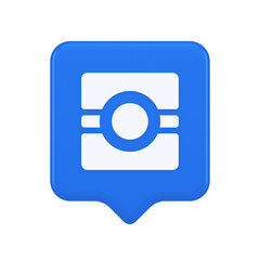 Camera photo video application button multimedia photograph service 3d realistic speech bubble icon