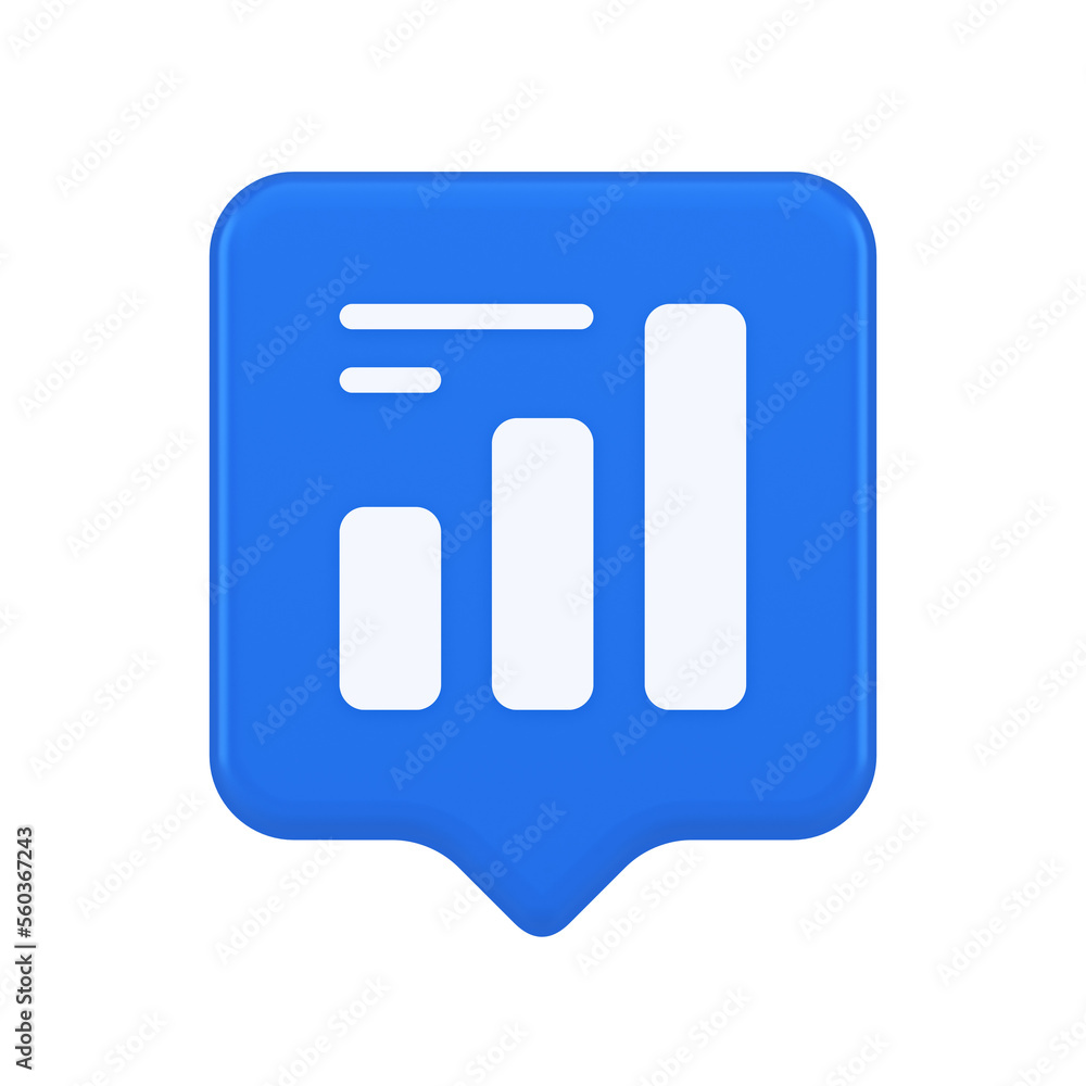 Poster bar graph business analyzing button diagram profit progress stock market stats 3d speech bubble icon