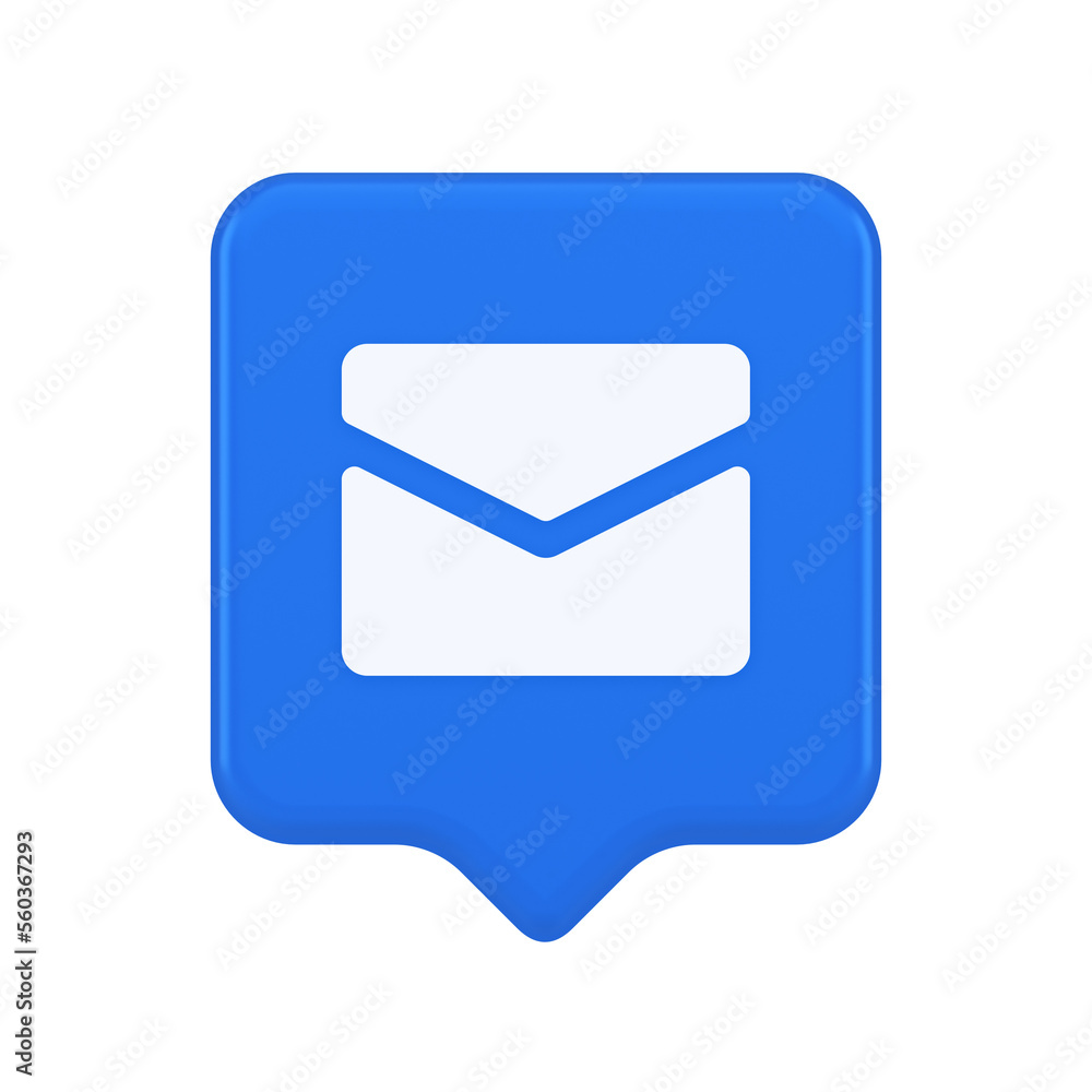Aufkleber newsletter inbox chat message button remotely communication digital notification 3d speech bubble ic