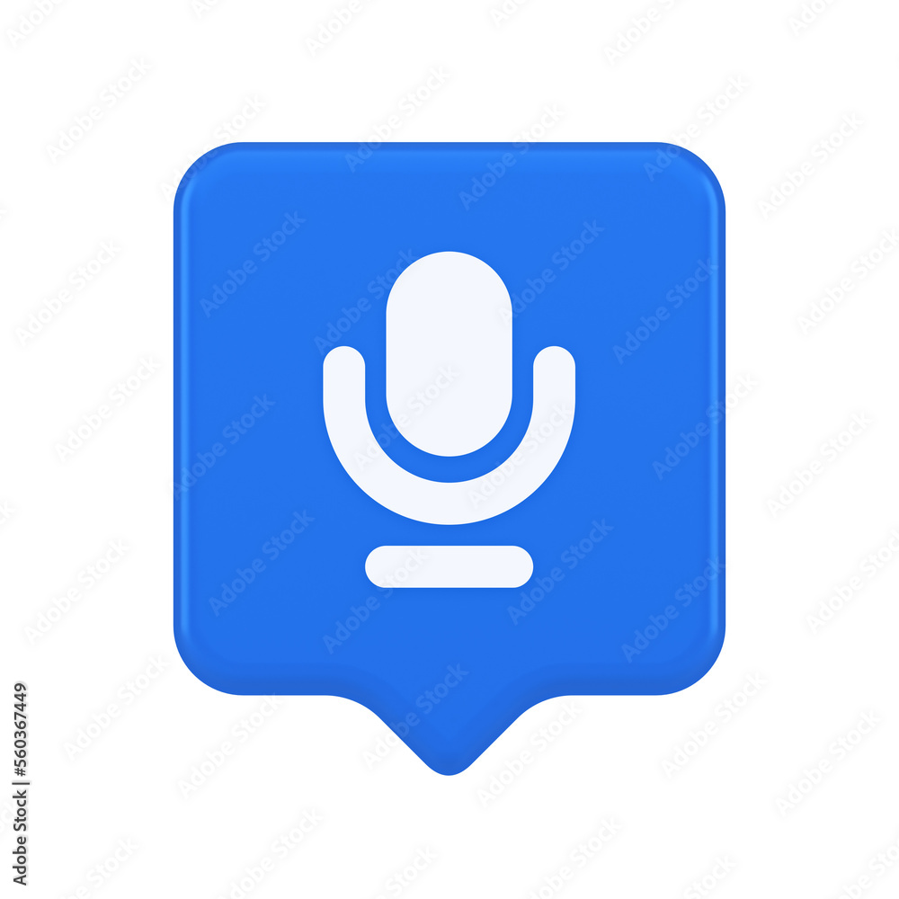 Aufkleber microphone sound live recording button web app design radio music broadcasting 3d speech bubble icon
