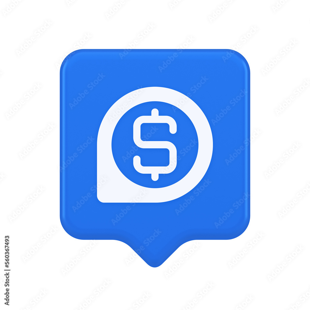 Poster bank money exchange map pin pointer button cash location dollar symbol web app design 3d speech bubb