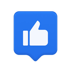 Like thumb up approve rating button confirmation cool website networking 3d realistic speech bubble icon