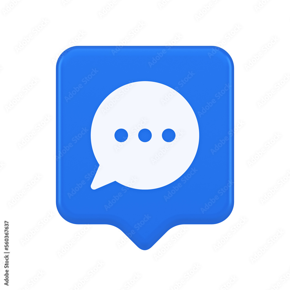 Poster Think bubble chat button online dialogue social network communication 3d realistic speech bubble icon