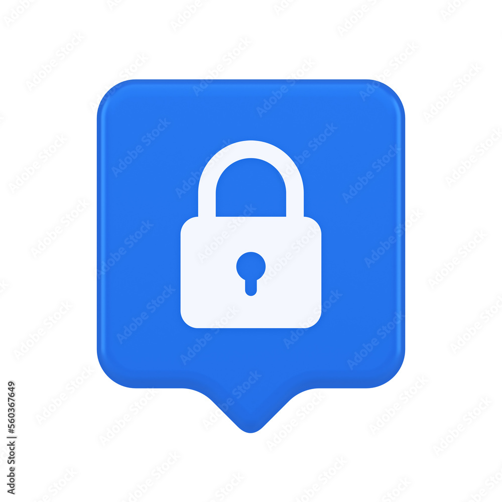 Poster Padlock locking web access button password security protection safe encryption 3d speech bubble icon