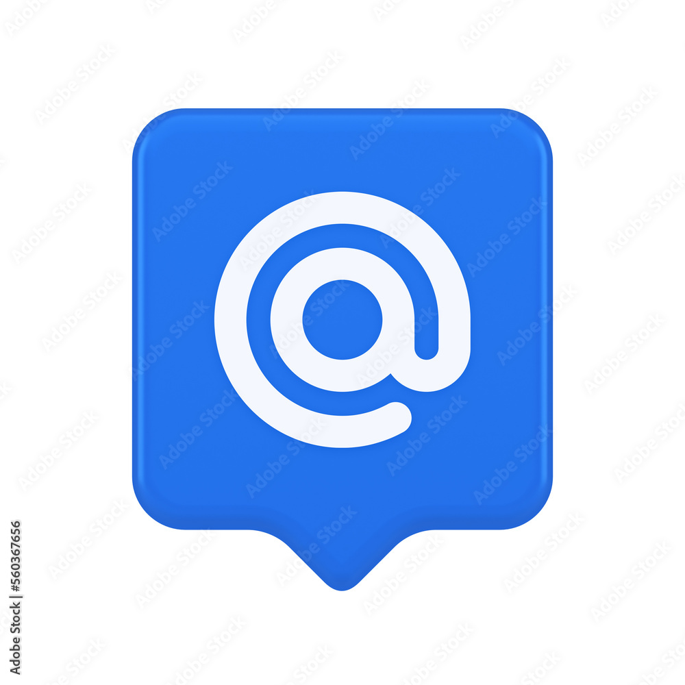 Poster email address digital symbol button internet chatting cyberspace communication 3d speech bubble icon
