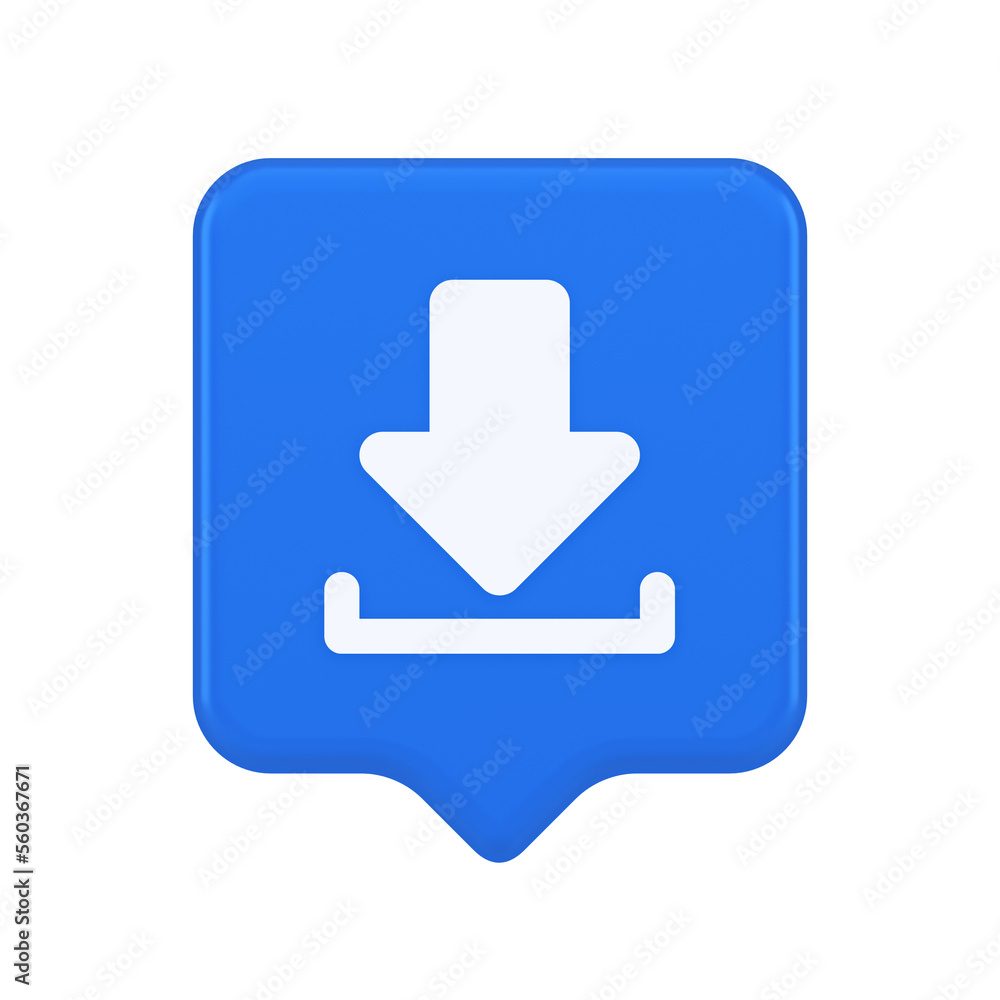 Poster download down arrow cyberspace information storage button internet file browsing 3d speech bubble ic