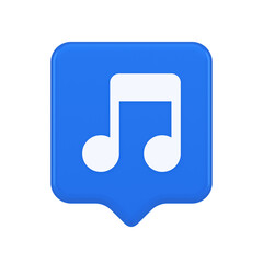 Music note audio sound button audio sound listening production 3d realistic speech bubble icon