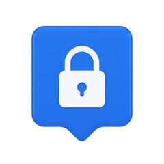 Padlock locking web access button password security protection safe encryption 3d speech bubble icon