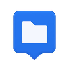 File folder archive directory button cyberspace digital document storage organizing 3d speech bubble icon