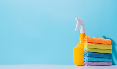 spring cleaning concept. detergent bottle and sponges for cleaning - 560367667