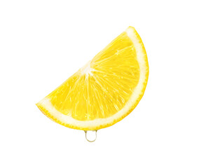 lemon slice with  juice dripping on transparent png