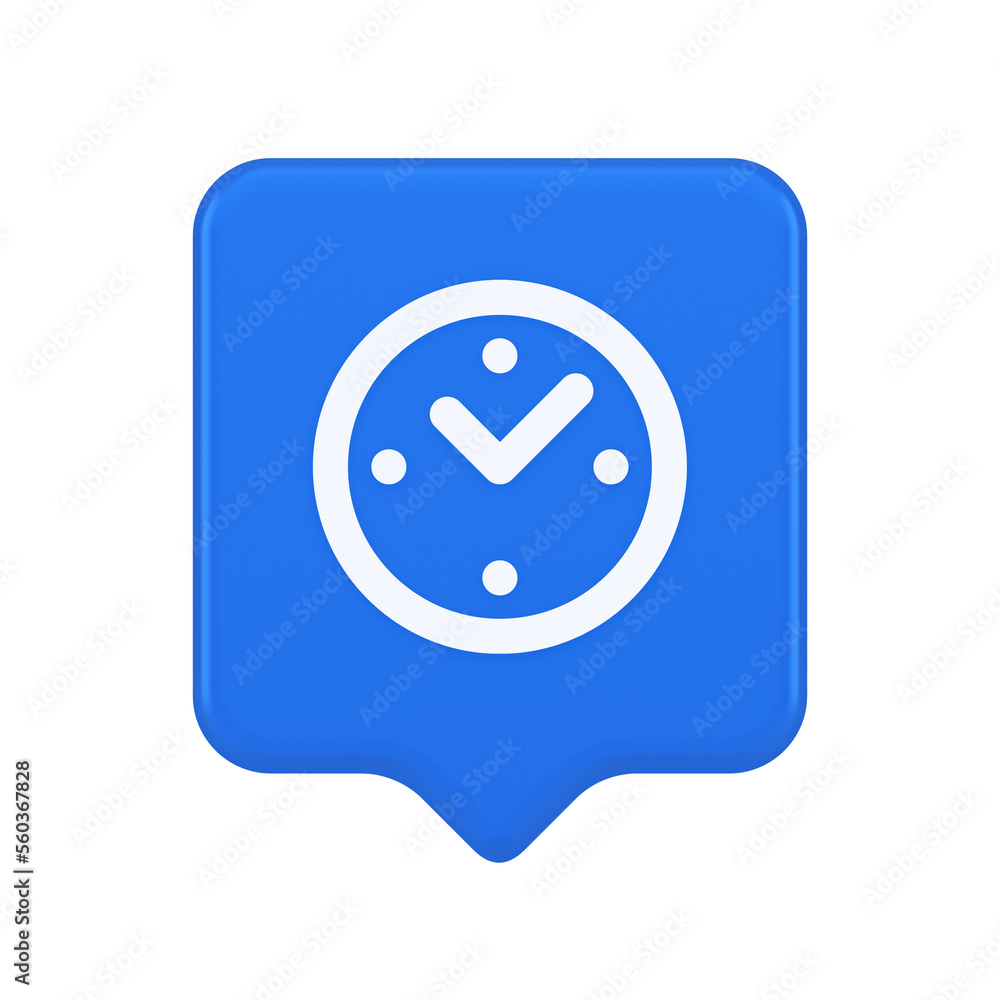 Poster Alarm clock time countdown button deadline measurement 3d realistic speech bubble icon
