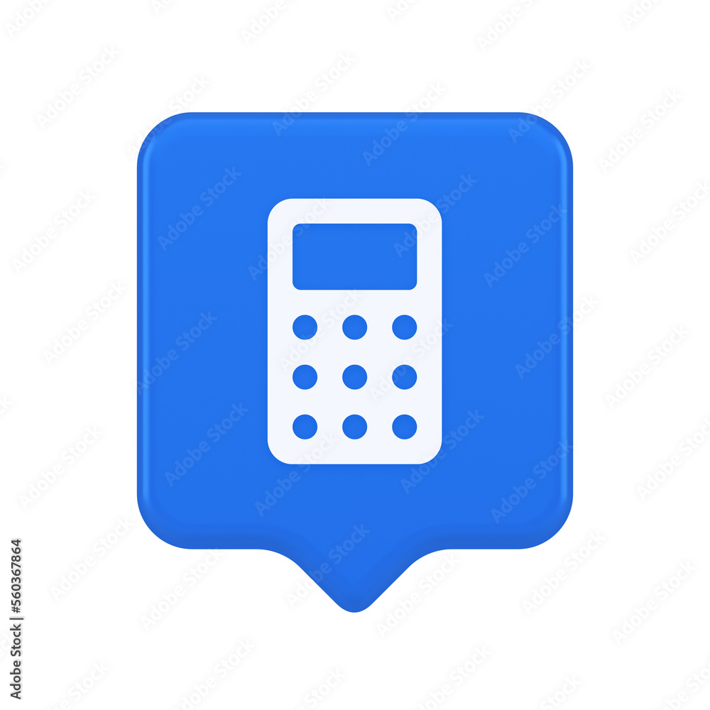 Poster calculator button mathematical number counting web application design 3d realistic speech bubble ico