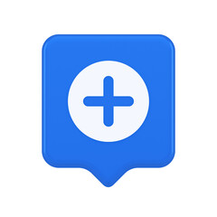 Plus add button mathematical addition symbol 3d realistic speech bubble icon
