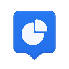 Chart pie diagram piece button business presentation financial report 3d realistic speech bubble icon
