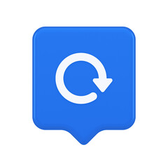 Circular arrow button curved dynamic loading progress navigation cursor 3d realistic speech bubble icon