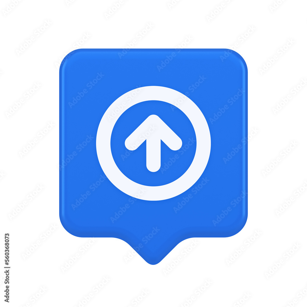 Poster up arrow round border button cyberspace navigation pointer 3d realistic speech bubble icon
