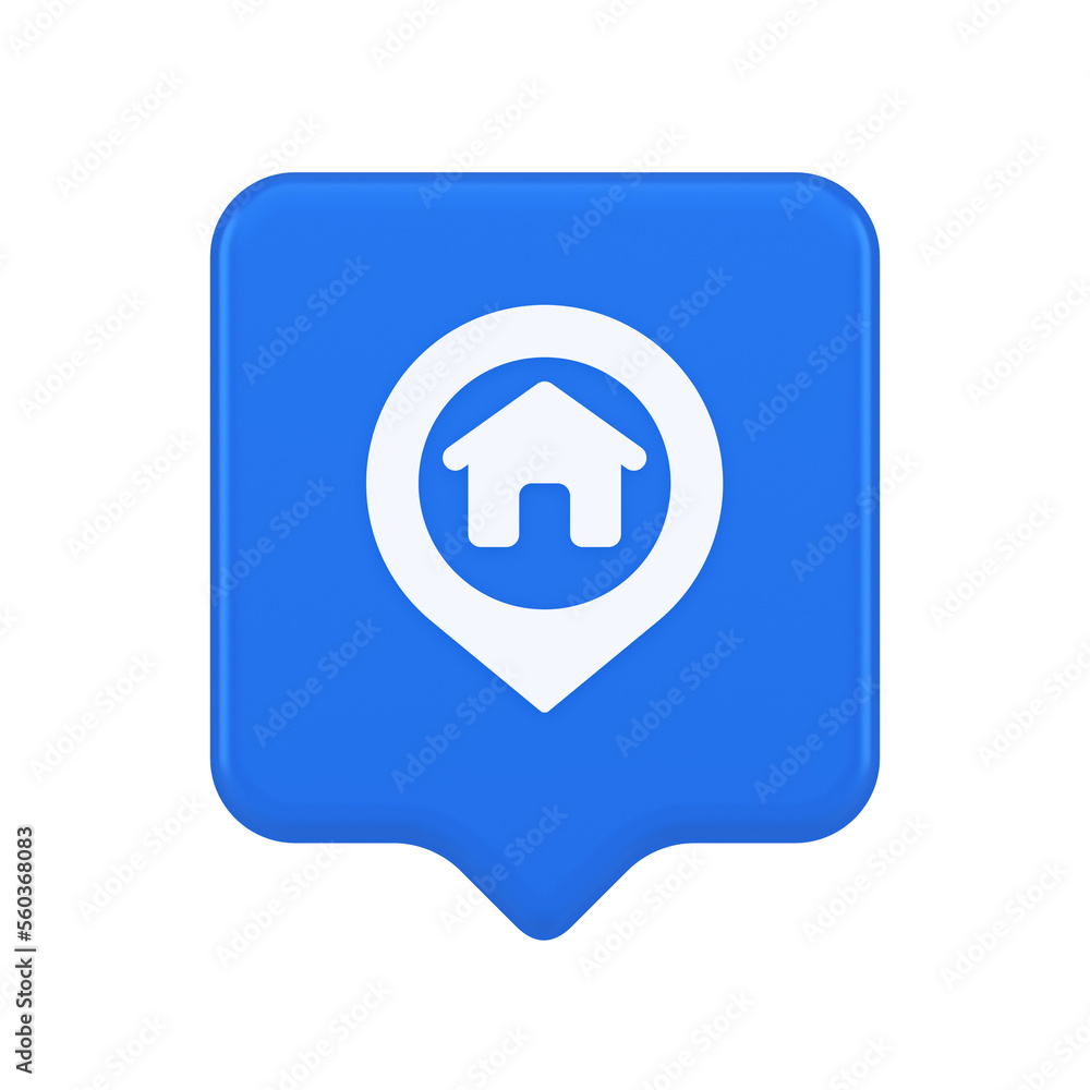Poster house map pin location button navigation panel web app gps network pointer 3d realistic speech bubbl