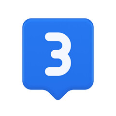 Three number button internet communication texting message character 3d realistic speech bubble icon