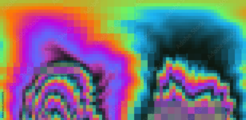Fototapete Abstract background with digital pixel noise. Concept of a computer glitched screen.