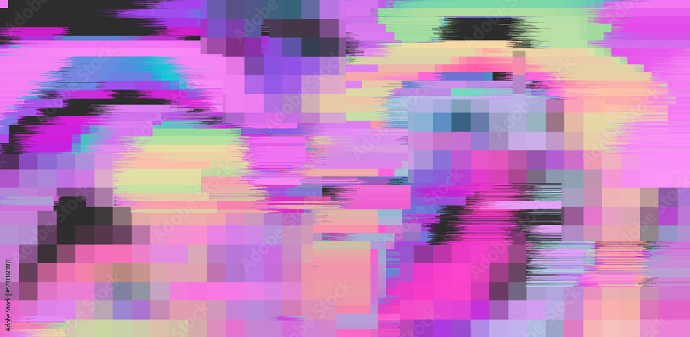 Poster Abstract background with digital pixel noise. Concept of a computer glitched screen.