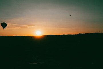 Hot air balloon in sunset