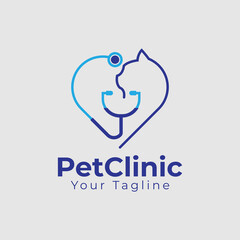 pet care logo design template, veterinary logo vector illustration for pet clinic