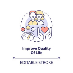 Improve quality of life concept icon. Goal of chronic disease management abstract idea thin line illustration. Isolated outline drawing. Editable stroke. Arial, Myriad Pro-Bold fonts used