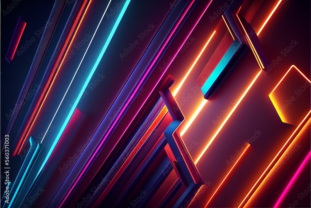 Poster futuristic abstract background. glowing neon colored lines. created with generative ai