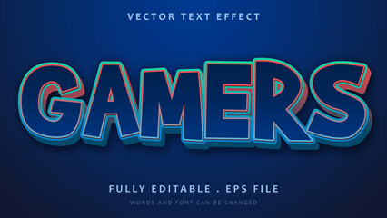 Obraz premium 3d Modern Word Gamer Editable Text Effect Design Template