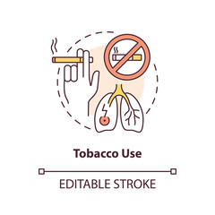 Tobacco use concept icon. Unhealthy habit. Chronic disease risk factor abstract idea thin line illustration. Isolated outline drawing. Editable stroke. Arial, Myriad Pro-Bold fonts used