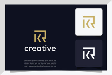 KR Logo Design , Creative Minimalist Letter KR Logo Design