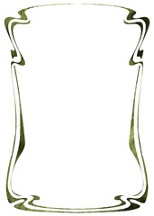 Green Art Nouveau frame hand drawn in watercolor. Watercolor frame. 
