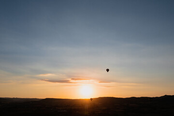 Hot air balloon in sunset