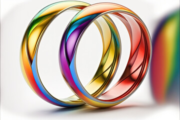 Rainbow wedding rings, engagement, pride, Generative AI
