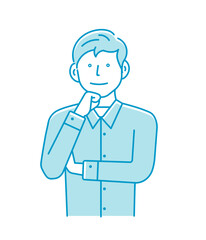 Vector illustration of a young man listening and thinking (positive image)